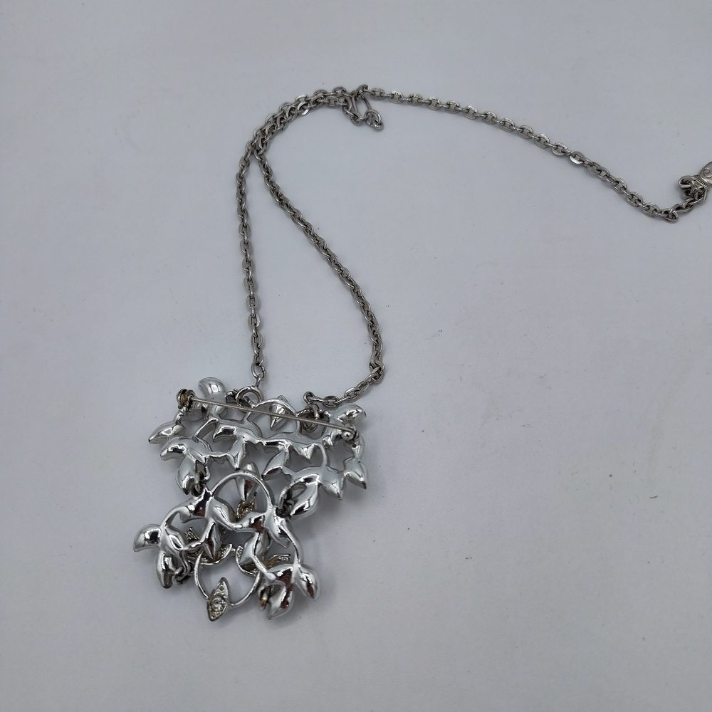 VINTAGE Signed Emmons Runway Convertible Necklace & Brooch W/Yellow Rhinestones - Picture 4 of 10